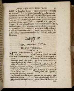Caput IV. De Jure [...] circa Ultimas Voluntates.