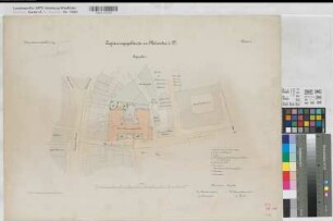 Münster (Münster) Regierungsgebäude (Inventarzeichnung) Blatt 1 Lageplan 1890 1 : 500 50 x 68 Lithographie: Bogdan Gisevius, Berlin Niermann; Butz KSM Nr. 1310,36