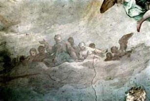 Engelsgloriole und Szenen der Bibel und Heiligenlegenden