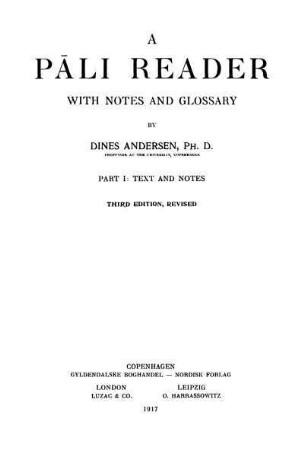Pt. 1: A Pāli reader. Pt. 1