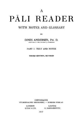 Pt. 1: A Pāli reader. Pt. 1
