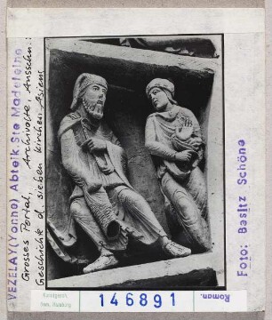 Vézelay, Basilika Sainte Madeleine: mittleres Westportal, Archivolte, Geschichte der sieben Kirchen Asiens