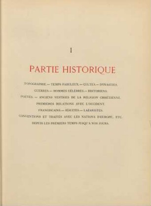 I. Partie historique