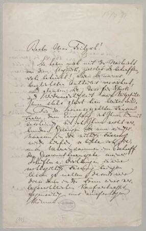 Richard Wagner (1813-1883) Autographen: Brief von Richard Wagner an Ernst Wilhelm Fritzsch - BSB Autogr.Cim. Wagner, Richard.41