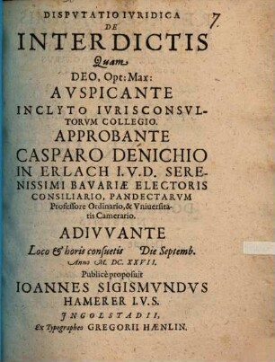 Disputatio iuridica de interdictis