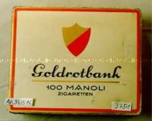 Blechdose für "Goldrotbank 100 MANOLI ZIGARETTEN"