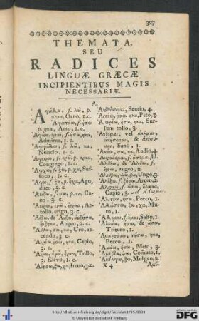 Themata, Seu Radices Linguae Graecae Incipientibus Magis Necessariae.