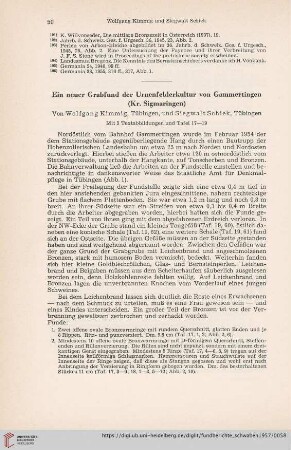 Neue Folge 14: Ein neuer Grabfund der Urnenfelderkultur von Gammertingen (Kr. Sigmaringen)