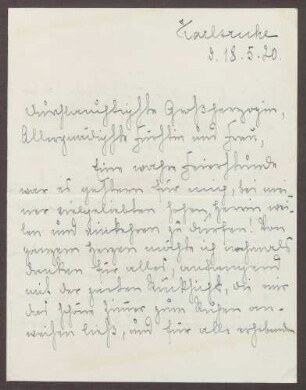 Schreiben von Emilie Göler an die Großherzogin Luise; Dank für die gemeinsamen Stunden und baldiger Abschied zur Insel Mainau