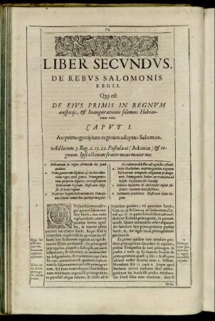 Liber Secundus [...] Qui est De Eius Primus In Regnum auspicijs, & Inaugurationis solemni Hebræorum ritu.
