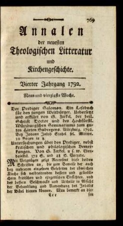 Neun und vierzigste Woche