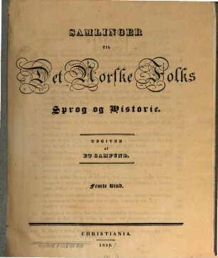 Samlinger til det norske folks sprog og historie, 5. 1837