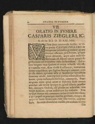 VII. Oratio In Funere Casparis Ziegleri ...