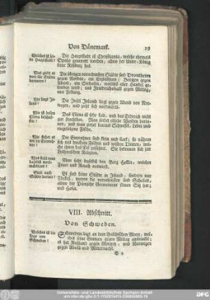 VIII. Abschnitt. Von Schweden.