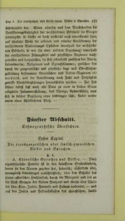 Fünfter Abschnitt. Ethnographische Übersichten