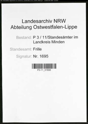 Sterberegister Standesamt Frille