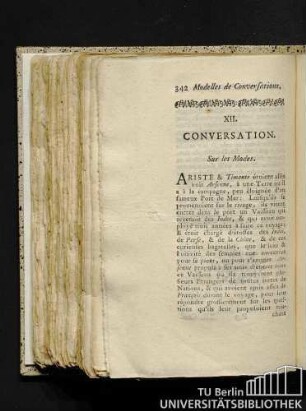 XII. Conversation. Sur les Modes.