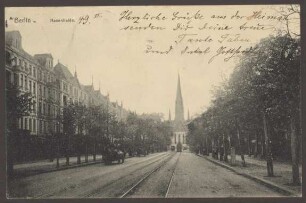 Ansichtskarte der Hasenheide und der Garnison-Kirche