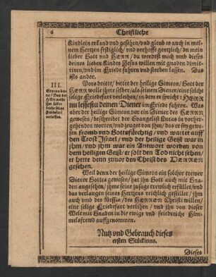 Nutz und Gebrauch dieses ersten Stückleins.