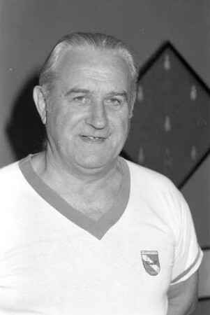 Erlangung der deutschen Meisterschaft im Sportkegeln durch Erich Grüßinger von der Eisenbahner-Sportgemeinschaft ESG Frankonia Karlsruhe
