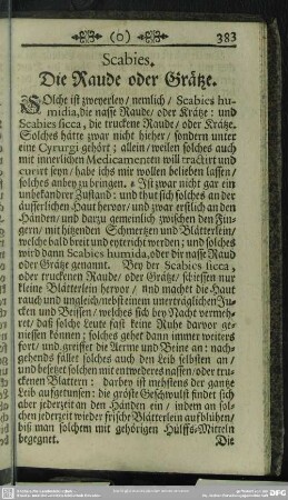 Scabies. Die Raude oder Grätze