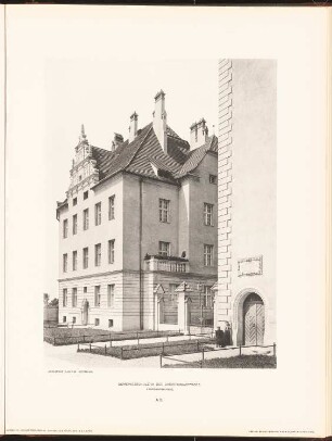 Gemeindeschule in der Christianiastraße, Berlin: Ansicht Lehrerwohnhaus (aus: Neubauten der Stadt Berlin, Bd. II, 1903)
