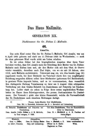 Das Haus Mallmitz. Generation XIX