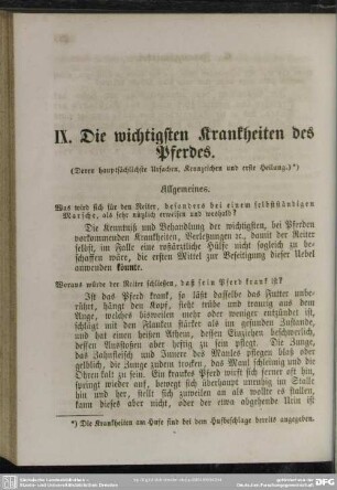 IX. Die wichtigsten Krankheiten des Pferdes