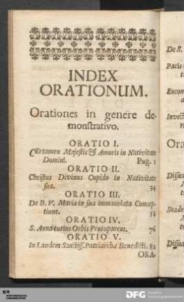 Index Orationum.