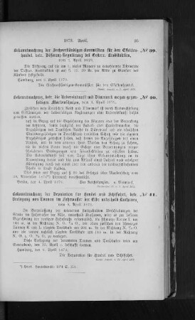 No. 40 Bekanntmachung, betr. die Uebereinkunft mit Dänemark wegen gegenseitigen Markenschutzes