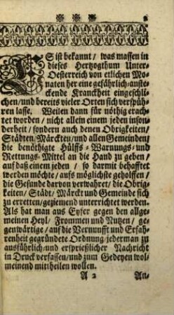 Nachricht von der ... Seuche der Pestilenz