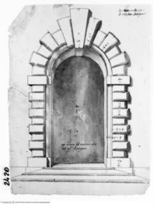 Rom, Palazzo Monte di Pietà, Aufriss eines Portals