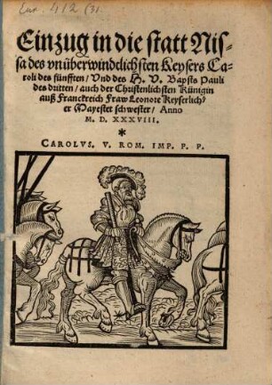 Einzug in die statt Nissa des ... Keysers Caroli des fünfften ... M. D. XXXVIII.