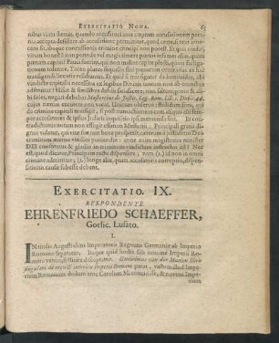 Exercitatio. IX. Respondente Ehrenfriedo Schaeffer, Gorlic. Lusato.