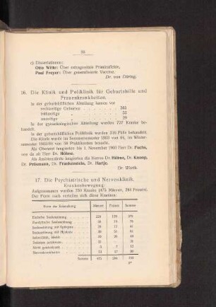 16. Die Klinik und Poliklinik für Geburtshilfe und Frauenkrankheiten.