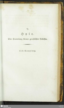 V. Hyle. Eine Sammlung kleiner griechischer Gedichte