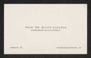 Brief von Julius Lazarus an Gerhart Hauptmann