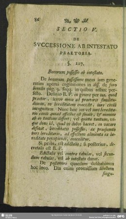 Sectio V. De Successione Ab Intestato Praetoria
