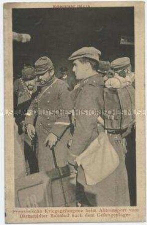 Französische Kriegsgefangene auf dem Darmstädter Bahnhof