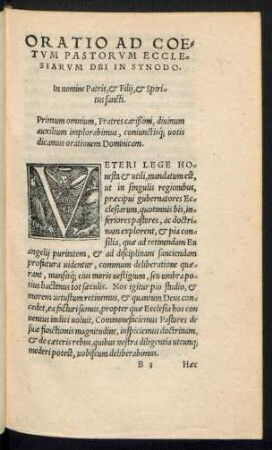 Oratio Ad Coetum Pastorum Ecclesiarum Dei In Synodo.
