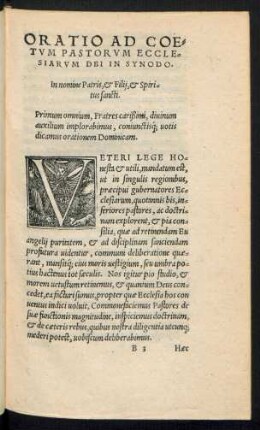 Oratio Ad Coetum Pastorum Ecclesiarum Dei In Synodo.
