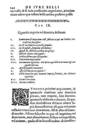 Cap. IX. Quando imperia vel dominia desinant. - Cap. X. De obligatione quæ ex dominio oritur.
