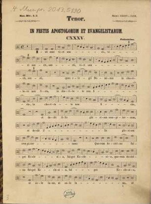Motetta : quatuor vocum, 3. Commune sanctorum : In festis apostolorum et evangelistarum usque in festum dedicationis ecclesiae