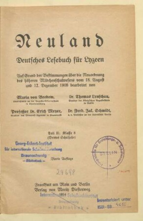 Teil 2, [Schülerband]: Klasse 8 (drittes Schuljahr) : deutsches Lesebuch für Lyzeen