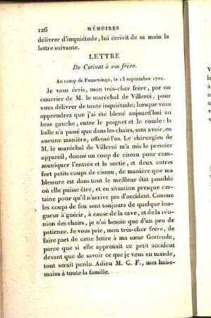 Lettre De Catinat à son frère.