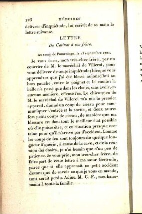 Lettre De Catinat à son frère.