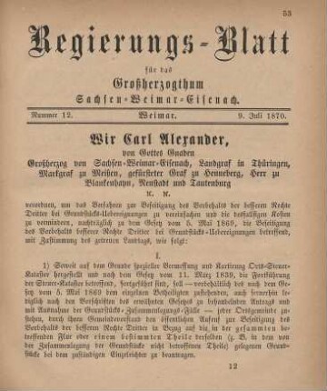 Nr. 12 : 9. Juli 1870