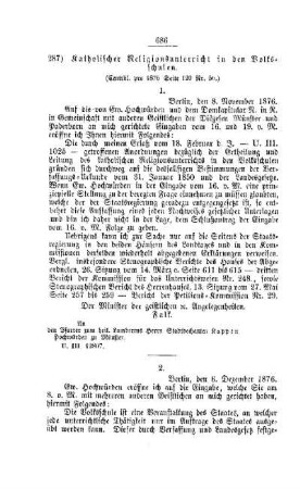 Katholischer Religionsunterricht in den Volksschulen : [V. Volksschulwesen]