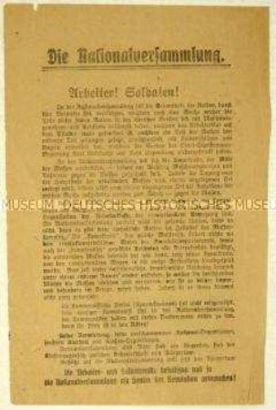 Flugblatt der KPD gegen die Weimarer Nationalversammlung