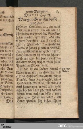 Das VII. Capitel. Was gut Gewissen heisse und seye?